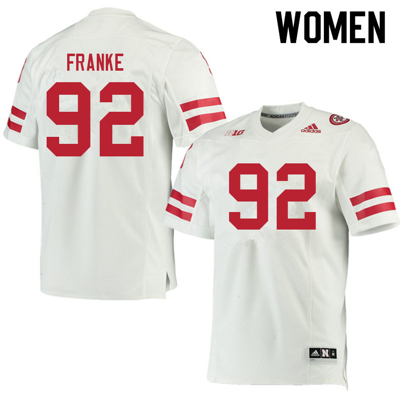 Women #92 Brendan Franke Nebraska Cornhuskers College Football Jerseys Sale-White